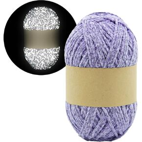 Reflective Yarn,2 Fine (Sport) Chenille Yarn for Crocheting,Crafts,Hats, Socks, DIY,175 Yards, 100g,Purple