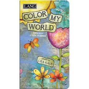 Lang Companies ، Color My World 2 Year 2026 Pocket Planner ، 3.63 '× 6.5' '، تقويم أسبوعي مع الربط الحلزوني