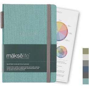 Quarterly Undated Planner - Goal Setting And Weekly Planner, Productivity Tools, Time-Management, Habit Tracker, Teal