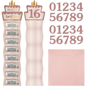 Birthday Money Envelope for Cash Gifts Happy Birthday Money Holder with Stickers for Any Age DIY Pink Rose Gold Surprise Party a Fun Way to Present Cash as Gift