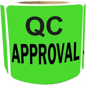 QC Approval Labels,2 Inches Fluorescent Green QC Approval Labels/Stickers,Inventory Quality Control Stickers(Pack of 500)