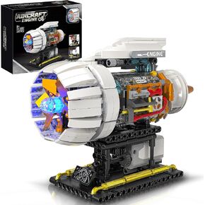 Aircraft Engine Building Kit for Adults, STEM Mini Engine Model Toy with Motor & Hand Rocker, Compatible with Lego Sets for Boys 8-14, Gift Idea for Kids & Teens (635 PCS)