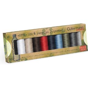 Gutermann 100% Recycled Polyester Sew-All Thread 100-10 Basic Coloured Reels, One Size, Multi