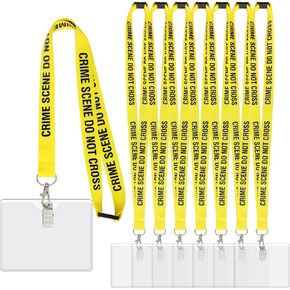 8 Sets Crime Scene Do Not Cross Lanyard Bulk with ID Badge Holder Neck Strap Lanyards Crime Scene Cool Decorations Keychain Lanyard for ID Badge