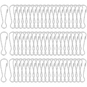 PATIKIL Lanyard Hooks, 60 Pcs 50mm Stainless Steel 304 Spring Snap Hook Metal Clips Clasp for Key Chain Key Rings ID Card Shower Curtain, Silver