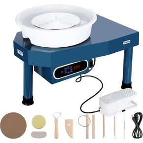 Huanyu Pottery Wheel Ceramic Machine 25 cm with Foot Pedal & LCD Screen, Electric Pottery Machine with Detachable Basin Art Clay DIY Sculpting Tool Kit