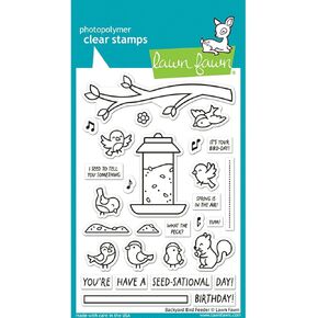 Lawn Fawn LF3707 Backyard Bird Feeder 4X6 Clear Stamp Set