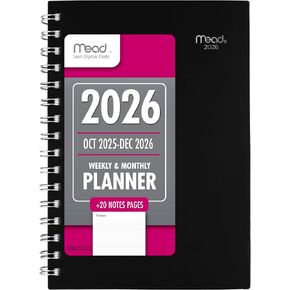 Mead 2025 Planner, Weekly & Monthly, 15-Month, 5-1/2" x 8-1/2", Small, Basic, Black (CRW4200526)