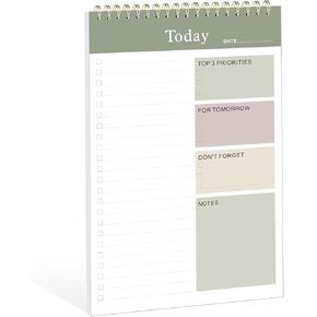 To Do List Notepad - To Do List Notebook for Work with 52 Sheets, Undated Daily Planner Notebook with Task Checklist, To Do List Notepad for Office Desk Accessories and Home School Supplies（Green）