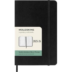 Moleskine Classic 18 Month 2025-2026 Weekly Planner, Soft Cover, Pocket (3.5" x 5.5"), Black, 208 pages