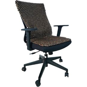 Wood Bead Office Chair Cushion – Handwoven Back & Thigh Massager, Cooling Seat Cover for Long Sitting – Natural Wooden Beads, Brown, Limited-Time Offer