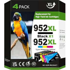 952XL Ink Cartridges Combo Pack Compatible for HP 952 952XL for 8710 Printer OfficeJet Pro 7720 7740 8210 8216 8702 8710 8715 8720 8725 8728 8730 8745 4 Pack 1 Black 1 Cyan 1 Magenta 1 Yellow