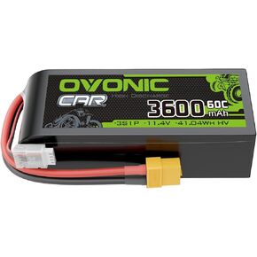 OVONIC 11.4V 60C 3600mAh 3S Lipo Battery with XT60 Plug High Voltage for RC Car Boat Truck Helicopter Airplane Racing Models
