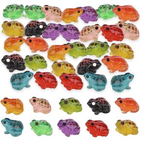 40pcs Glow in The Dark Mini Resin Frogs, 10 Colors Cute Luminous Tiny Frogs Miniature Animals Figurines Creative Craft Ornaments for DIY Terrarium Moss Landscape Miniature Garden Decor