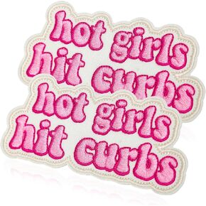 2 Pack Funny Girls Patches - Hot Girls Hit Curbs Sew/Iron On Patches, Fashion Embroidered Patch for Hats, Backpacks, Jeans, Vest, Coat