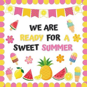 Summer Bulletin Board Set Hawaiian Classroom Decoration Coconuts Tropical Tiki Floral Say Aloha to Summer Cutout for Class Window Door Wall Home Office Party Decor