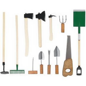 Odoria 1/12 Miniature Farm Tools Axe and Shovel Rake Hoe Dollhouse Garden Accessories