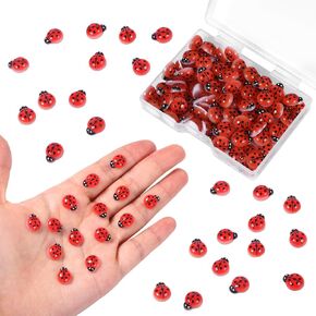 100 Pcs Mini Ladybugs, Resin Ladybugs for Crafts, DIY Mini Resin Animals, Micro Landscape Decorations, Tiny Lady Bug Ornaments for Garden, Home, Party, and Craft Supplies,Dollhouse Accessories