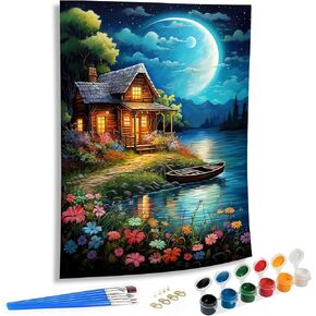 SKRYUIE Paint by Numbers Kits for Adults Hut, Acrylic Scenery Oil Paint by Numbers for Adults Beginner Canvas with Brushes Paintwork Art Crafts for Home Decor 16x20 inch n13
