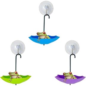 3 Pack Umbrella Shaped Frog Habitats with Suction Cups, Reptile Decorations for Terrarium, Reptile Creative Feeding Dish Holder for Tree Frog Toad Tadpole