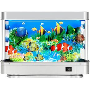 Fake Fish Tank,Artificial Aquarium Decorations,Fake Aquarium Decor,Virtual Ocean Moving Fish lamp for Bedroom Office Décor,Gift for Kids and Cat