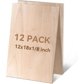 12Pack Basswood Sheets for Craft, 12×24×1/8 Inches Thick Plywood Sheet Unfinished Wood for Laser Cutting Wood Board for DIY Projects