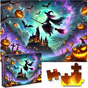 Halloween Nightmare 1000-Piece Jigsaw Puzzle for Adults|Creative Play & Holiday Party Gifts |28 x 20 Inches|Horror Haunted House Pumpkin, Skeleton, Ghost, Grave Theme Puzzles (Halloween -1, 1000)