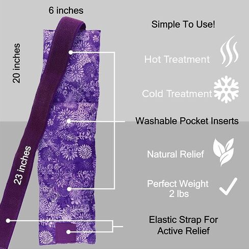 Hot Pockets Microwavable Heating Pad for Cramps - Microwave Heating Pad for Lower Back Pain Relief Washable - Heat Wrap with Secure to Body Strap - American Made Heating Pad - 3 Packs-Purple Flowers in Saudi Arabia