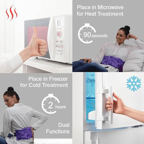 Hot Pockets Microwavable Heating Pad for Cramps - Microwave Heating Pad for Lower Back Pain Relief Washable - Heat Wrap with Secure to Body Strap - American Made Heating Pad - 3 Packs-Purple Flowers in Saudi Arabia