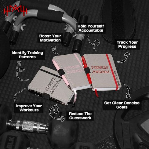 – A6 Pocket Fitness Journal – Set 15 Goals, Track 93 Workouts, Measure Progress & Log 24 Personal Records – Sweatproof Design, Daily Planner & Exercise Log Book For Men & Women - Black in Saudi Arabia