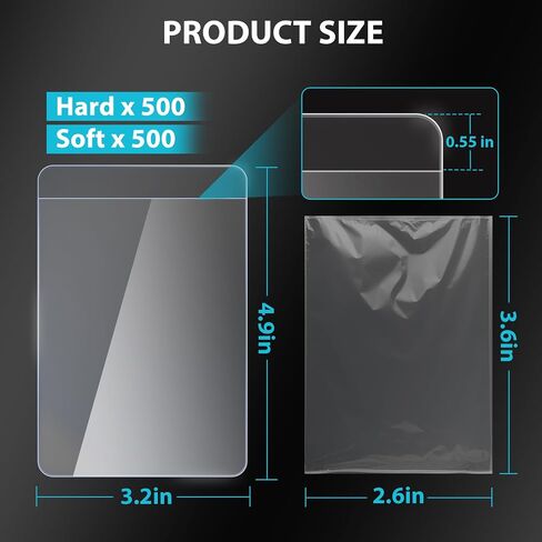 100ct Semi-Rigid Card Holder and 100ct Penny Sleeves, Grading Card Sleeves for PSA, BGS, SGC, Card Submission Kit with 1/2" Lip, Toploader Card Protectors for Grade Sending Collection Trading in Kuwait
