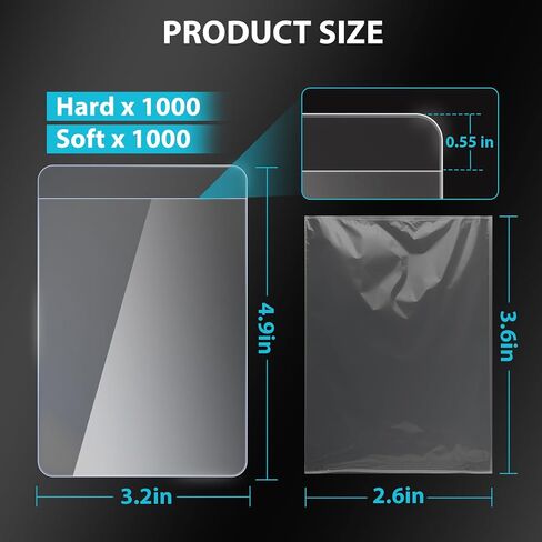 100ct Semi-Rigid Card Holder and 100ct Penny Sleeves, Grading Card Sleeves for PSA, BGS, SGC, Card Submission Kit with 1/2" Lip, Toploader Card Protectors for Grade Sending Collection Trading in Kuwait