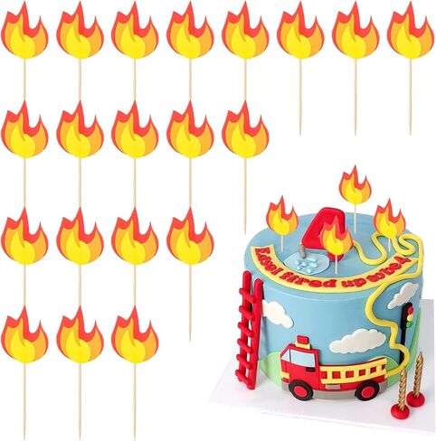 20 PCS Fire Truck Cake Topper ، Fireman Cupcake Topcake Fire Fire Truck Party Supplies ، Fire Fire Birthday Party Cake Decoration Supplies in Saudi Arabia