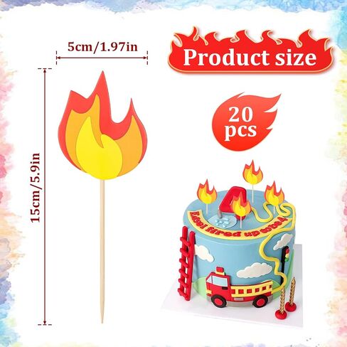 20 PCS Fire Truck Cake Topper ، Fireman Cupcake Topcake Fire Fire Truck Party Supplies ، Fire Fire Birthday Party Cake Decoration Supplies in Saudi Arabia