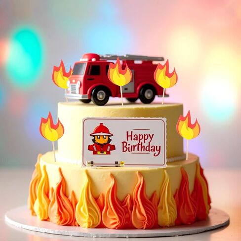 20 PCS Fire Truck Cake Topper ، Fireman Cupcake Topcake Fire Fire Truck Party Supplies ، Fire Fire Birthday Party Cake Decoration Supplies in Saudi Arabia