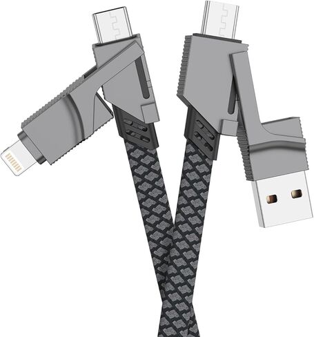 كابل شحن USB C 4 في 1، كابل لايتنينج 65 وات 3.3 قدم شحن سريع، كابل شحن متعدد مع منفذ Lightning/Type C/USB A للهواتف المحمولة/الأجهزة اللوحية/Samsung Galaxy والمزيد in Saudi Arabia