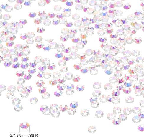PATIKIL SS10/1440Pcs Glass Diamante Rhinestone, Crystal Glass Flat Back Rhinestones Round Crystal Man Made Gems Diamond Decor for Nail Art Craft Clothes DIY Makeup, AB Clear in Saudi Arabia