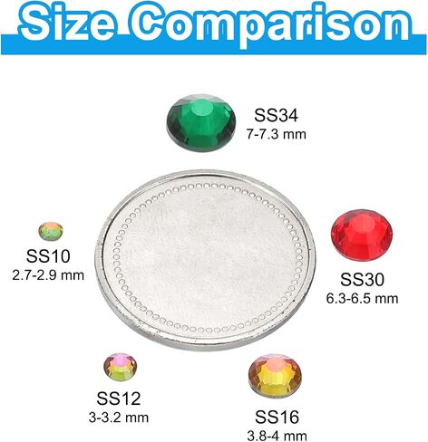PATIKIL SS10/1440Pcs Glass Diamante Rhinestone, Crystal Glass Flat Back Rhinestones Round Crystal Man Made Gems Diamond Decor for Nail Art Craft Clothes DIY Makeup, AB Clear in Saudi Arabia