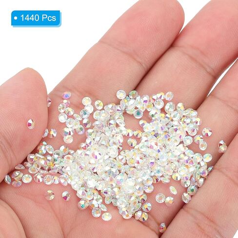 PATIKIL SS10/1440Pcs Glass Diamante Rhinestone, Crystal Glass Flat Back Rhinestones Round Crystal Man Made Gems Diamond Decor for Nail Art Craft Clothes DIY Makeup, AB Clear in Saudi Arabia