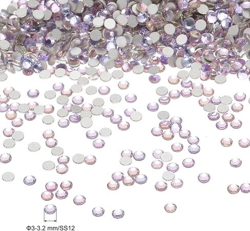 PATIKIL SS10/1440Pcs Glass Diamante Rhinestone, Crystal Glass Flat Back Rhinestones Round Crystal Man Made Gems Diamond Decor for Nail Art Craft Clothes DIY Makeup, AB Clear in Saudi Arabia