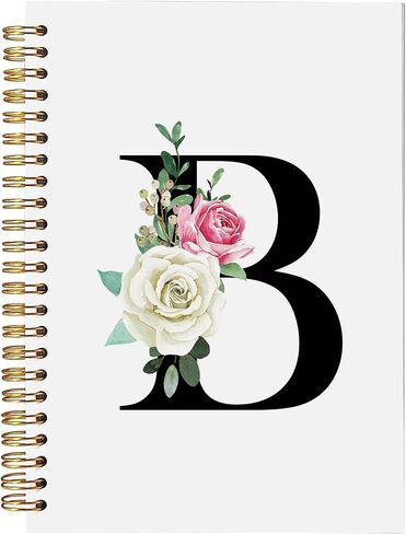 Floral Monogrammed B Spiral Notebooks – Initial Letter B Hardcover Journals, Cute Custom Hardcover Notebook Journal for Writing, Customized Monogram Personalized Gifts for Women/Girls/Teachers in Saudi Arabia
