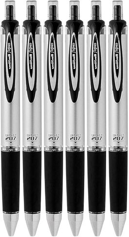 207 Impact RT Retractable Rollerball Pen ، Bold Point (1.0mm) ، الحبر الأسود ، 6 عدد ، حزمة مع حقيبة قابلة لإعادة الاستخدام البلاستيكية in Kuwait