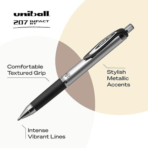 207 Impact RT Retractable Rollerball Pen ، Bold Point (1.0mm) ، الحبر الأسود ، 6 عدد ، حزمة مع حقيبة قابلة لإعادة الاستخدام البلاستيكية in Kuwait