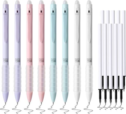 Temiary 18 PCS قابلة للاسترخاء محفوظة المحو ، 8 أقلام و 10 عبوات قلم جمالي قابلة لإعادة التعبئة مع ممحاة ، 0.5 ملم النقطة الدقيقة الكتابة على نحو سلس لمجلة ألغاز الكلمات المتقاطعة (الحبر الأسود) in Kuwait