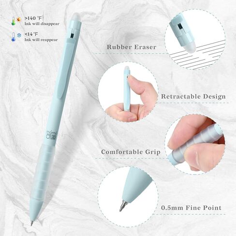 Temiary 18 PCS قابلة للاسترخاء محفوظة المحو ، 8 أقلام و 10 عبوات قلم جمالي قابلة لإعادة التعبئة مع ممحاة ، 0.5 ملم النقطة الدقيقة الكتابة على نحو سلس لمجلة ألغاز الكلمات المتقاطعة (الحبر الأسود) in Kuwait