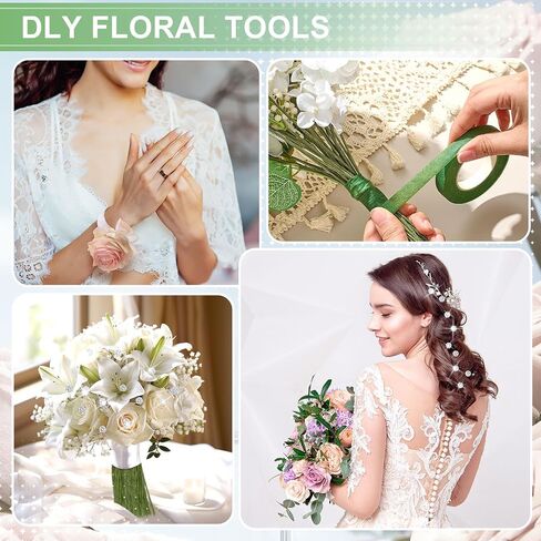 Relaxgiant 160 Pcs Slaplet Wrist Corsage Kit 4 Pcs Wrist Bracelets with Boutonniere Pin Floral Tape Stem Wire Cutter Ribbon for Wedding DIY Bridesmaid Bridal Prom Party Hand Flower Supplies(White) in Kuwait