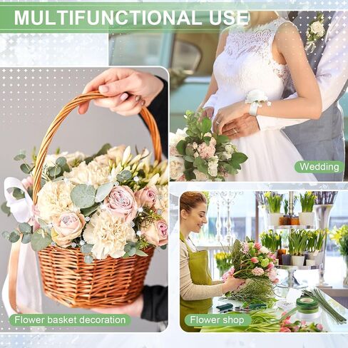 Relaxgiant 160 Pcs Slaplet Wrist Corsage Kit 4 Pcs Wrist Bracelets with Boutonniere Pin Floral Tape Stem Wire Cutter Ribbon for Wedding DIY Bridesmaid Bridal Prom Party Hand Flower Supplies(White) in Kuwait