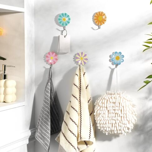 Relaxweex 30 Pcs Diamond Painting Kits for Adults DIY Diamond Art Painting Wall Hook Key Holder Wall Mounted Adhesive Hook Flowers Theme Arts and Crafts DIY Kits for Towel Hat Kitchen Decoration in Saudi Arabia