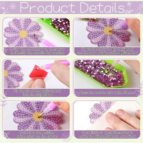 Relaxweex 30 Pcs Diamond Painting Kits for Adults DIY Diamond Art Painting Wall Hook Key Holder Wall Mounted Adhesive Hook Flowers Theme Arts and Crafts DIY Kits for Towel Hat Kitchen Decoration in Saudi Arabia