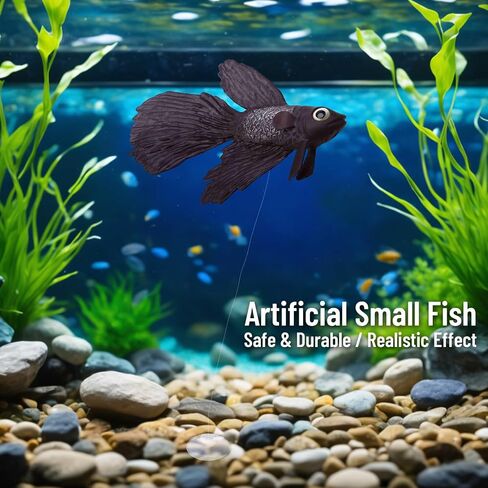 Fake Fish, Silicone Funny Artificial Fish, Ornament Small Slastic Aquarium Fake Fish for Aquarium Tank Decor, Swimming Fish Toy Play with Fish (Brown Betta) in Saudi Arabia